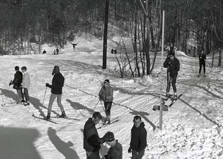 The UConn ski slope on opening day, 1967.