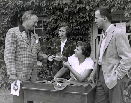 Ned Stevenson receives his freshman beanie in 1951.