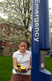 Image: Becky Stygar works with a GPS device.