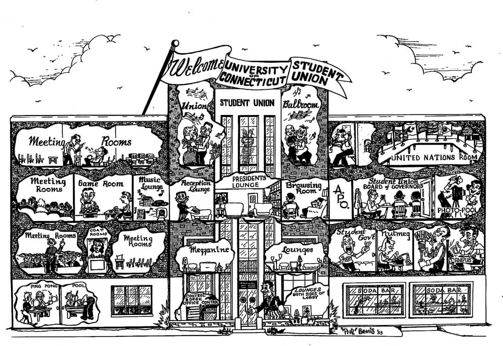 Cartoon Rendering of the Student Union - 1954